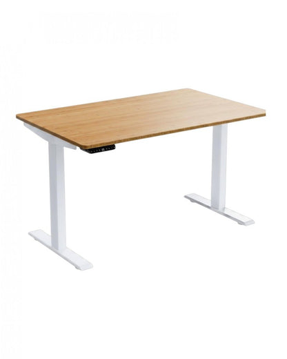 60" Adjustable Brown and White Stainless Steel Computer Desk