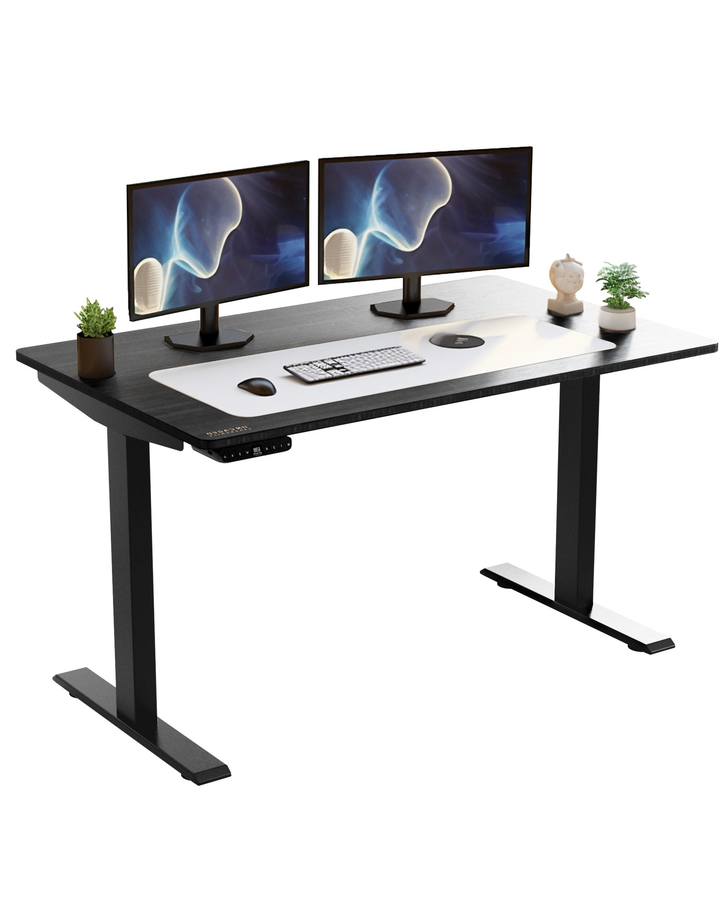 Black on Black 45" Bamboo Dual Motor Electric Office Adjustable Computer Desk