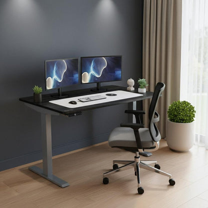 Adjustable Black and Gray Stainless Steel Rolling Computer Desk
