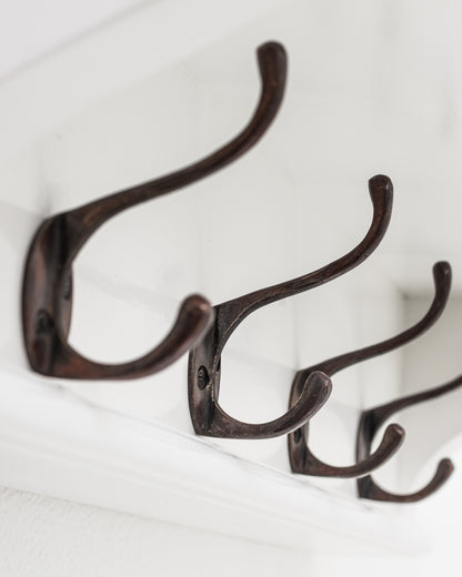 Classic White Wood Wide Eight Hook Coat Rack