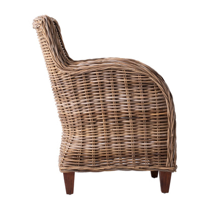 Set of Two Wide Edge Wicker Chairs with Seat Cushion