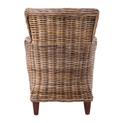 Set of Two Wide Edge Wicker Chairs with Seat Cushion