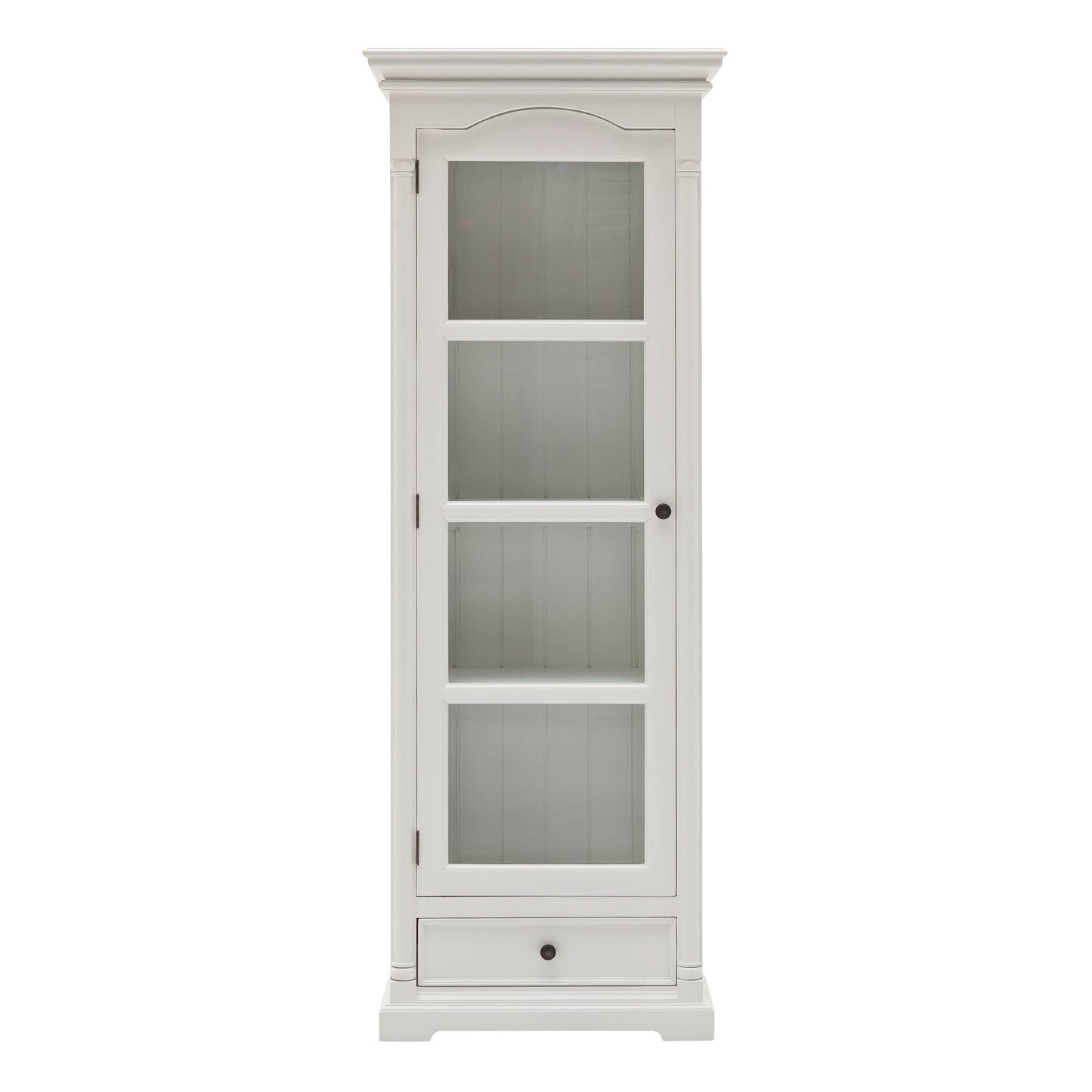 Traditional White and Glass Door Storage Cabinet