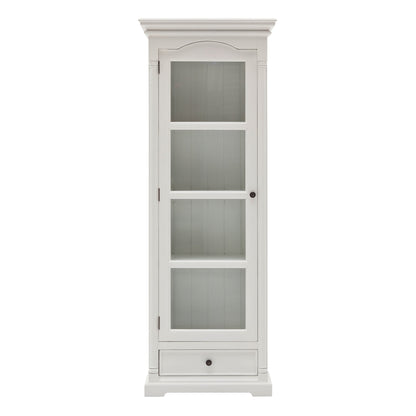 Traditional White and Glass Door Storage Cabinet