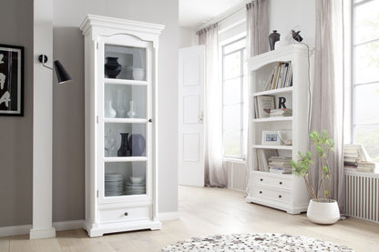 Traditional White and Glass Door Storage Cabinet