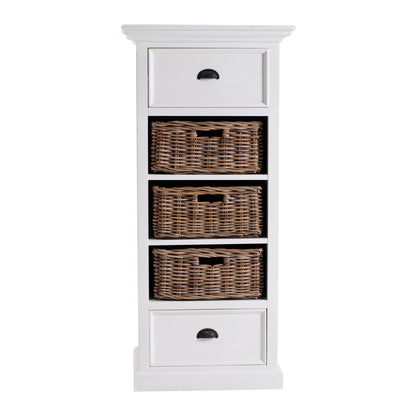 52" White Two Drawer Storage Cabinet With Baskets