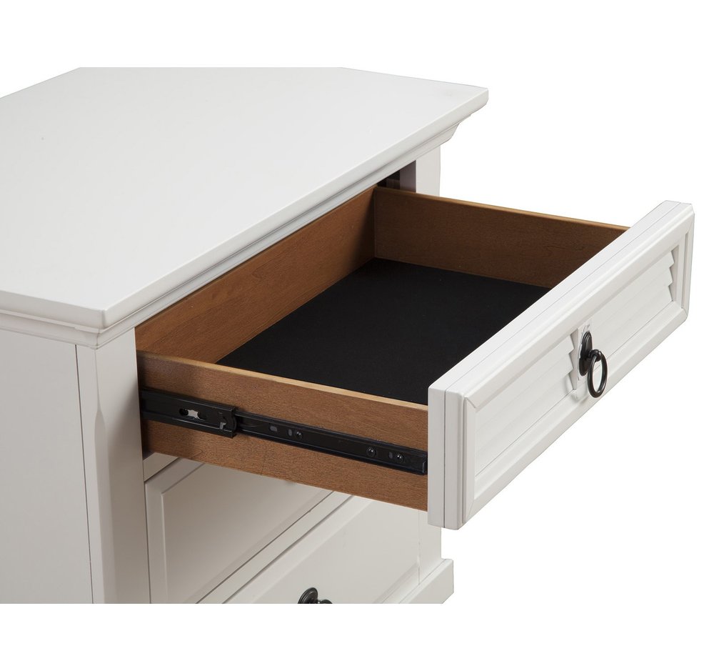 28" White Wood Three Drawer Nightstand