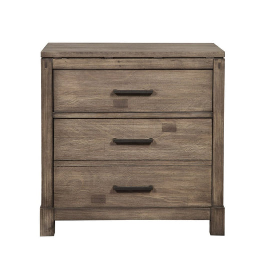 26" Gray Solid and Manufactured Wood Two Drawer Nightstand