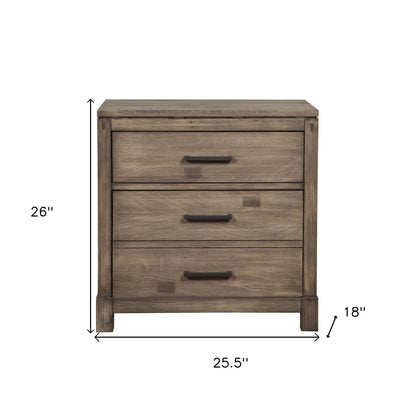 26" Weathered Gray Two Drawer Wood Nightstand