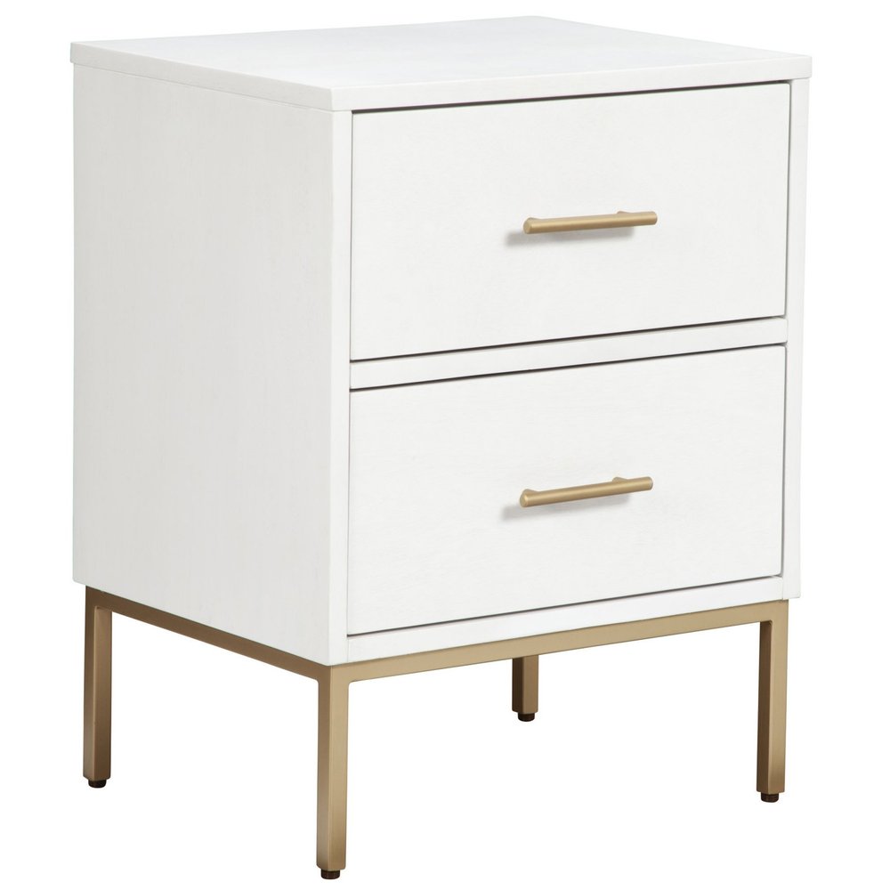 26" Solid Wood and Wood Two Drawer Nightstand