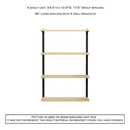 Wall Mount 4 Shelf Unit: 54.5" H