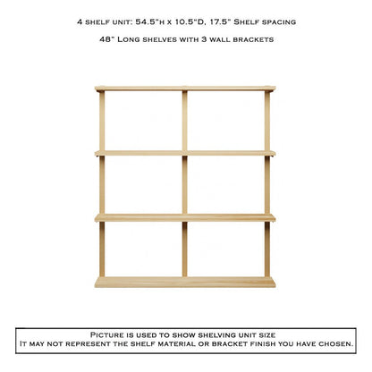Wall Mount 4 Shelf Unit: 54.5" H