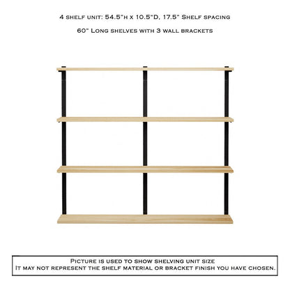 Wall Mount 4 Shelf Unit: 54.5" H