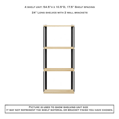 Wall Mount 4 Shelf Unit with Bookends: 54.5"H