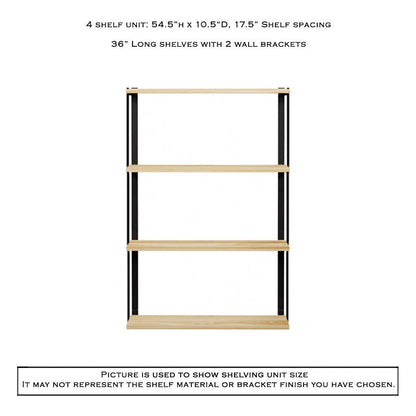 Wall Mount 4 Shelf Unit with Bookends: 54.5"H
