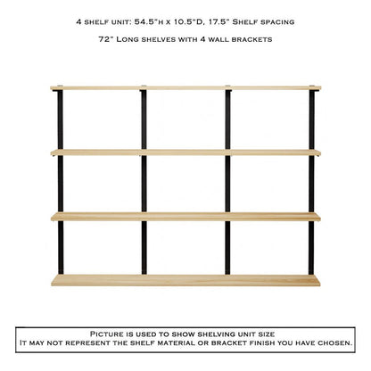 Wall Mount 4 Shelf Unit: 54.5" H