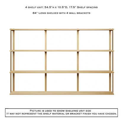 Wall Mount 4 Shelf Unit with Bookends: 54.5"H