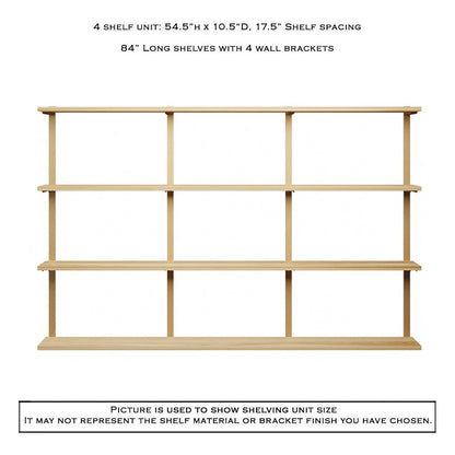 Wall Mount 4 Shelf Unit: 54.5" H
