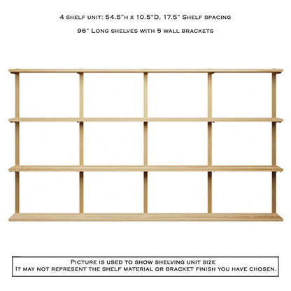 Wall Mount 4 Shelf Unit: 54.5" H