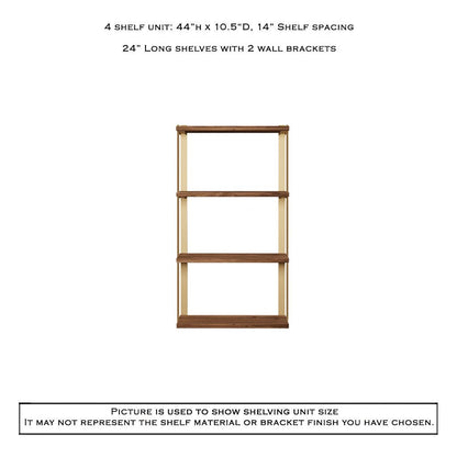 Wall Mount 4 Shelf Unit with Bookends: 44" H