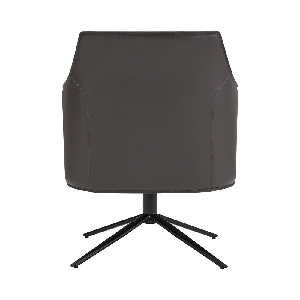 26" Gray and Black Faux Leather Swivel Lounge Chair