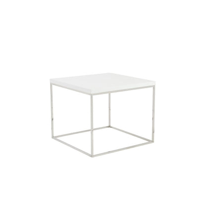 20" Silver And White Square End Table