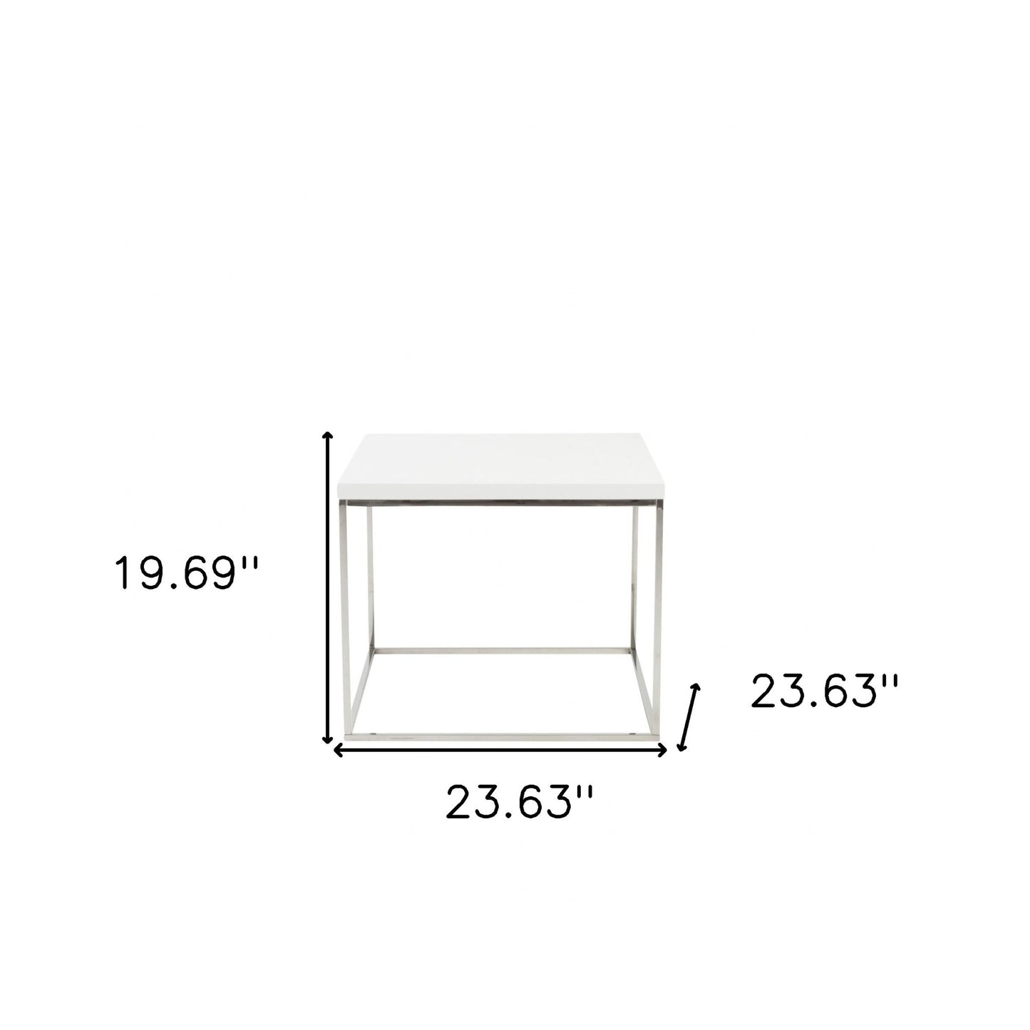 20" Silver And White Square End Table