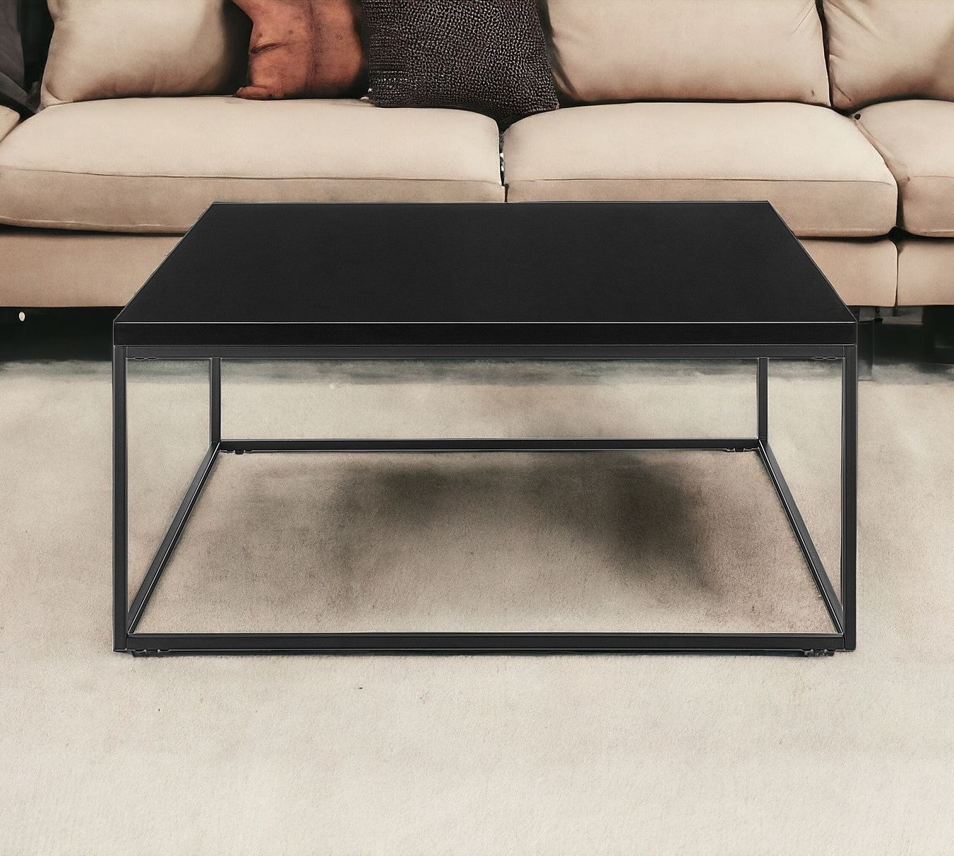 35" Black Metal Square Coffee Table