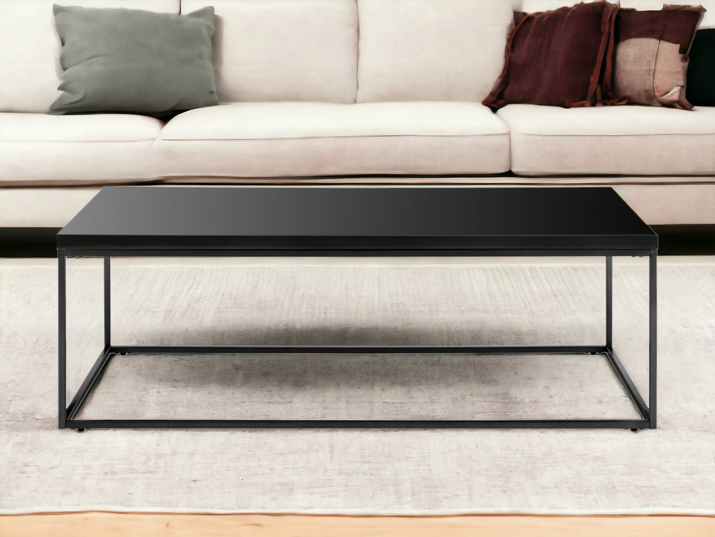 47" Black Metal Coffee Table