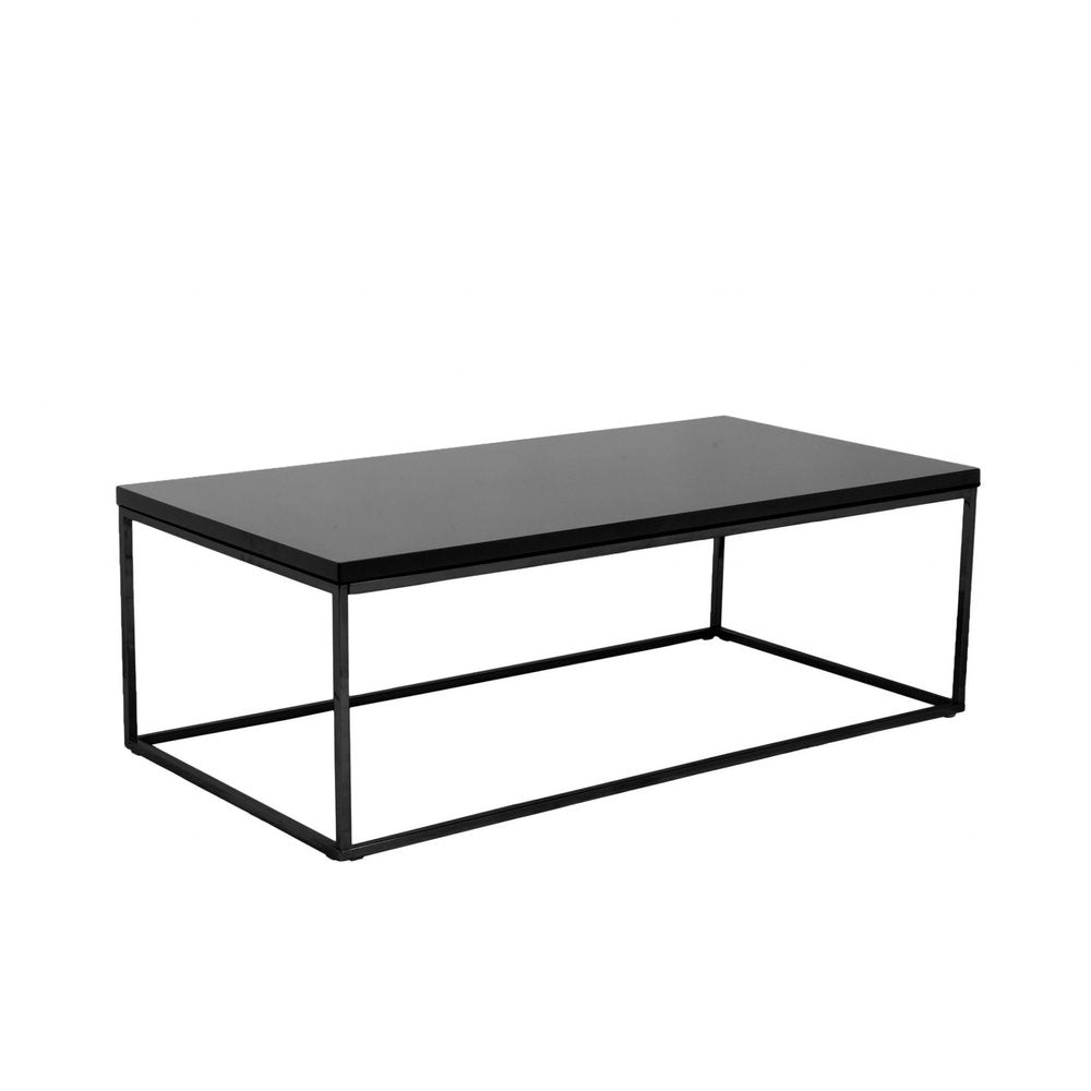 47" Black Wood And Metal Frame Coffee Table