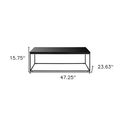 47" Black Wood And Metal Frame Coffee Table