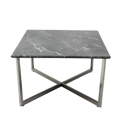 47" Black and Silver Wood And Metal Cross Legs Coffee Table