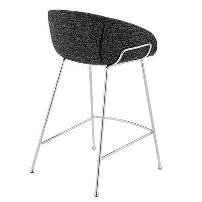 Set of Two 26" Black And Silver Fabric And Steel Low Back Counter Height Bar Chairs