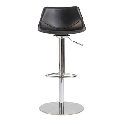 32" Black And Silver Steel Swivel Low Back Bar Height Bar Chair