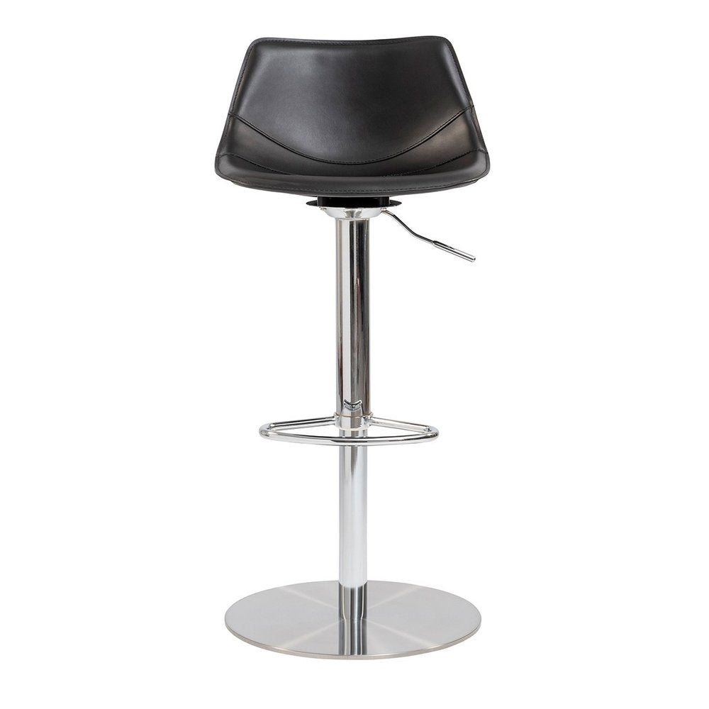 Black And Silver Steel Low Back Bar Height Swivel Bar Chair