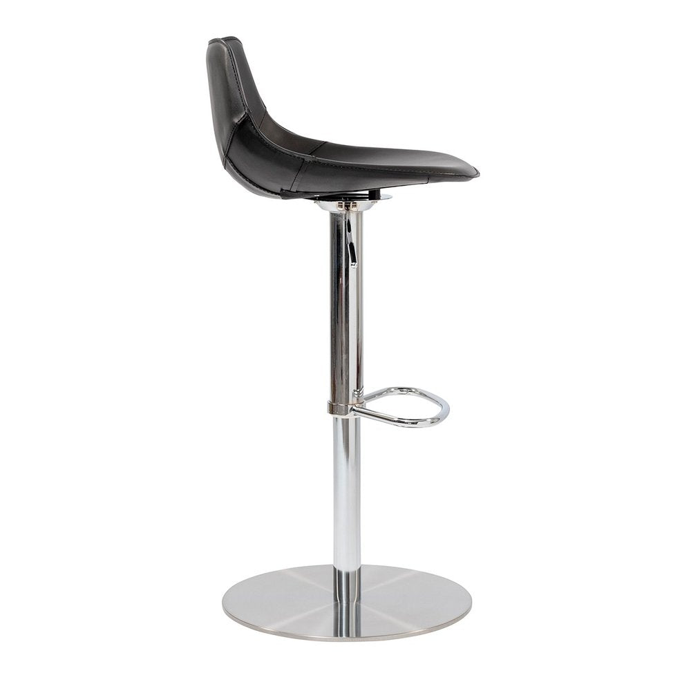 Black And Silver Steel Low Back Bar Height Swivel Bar Chair
