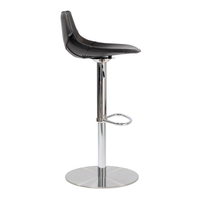 Black And Silver Steel Low Back Bar Height Swivel Bar Chair