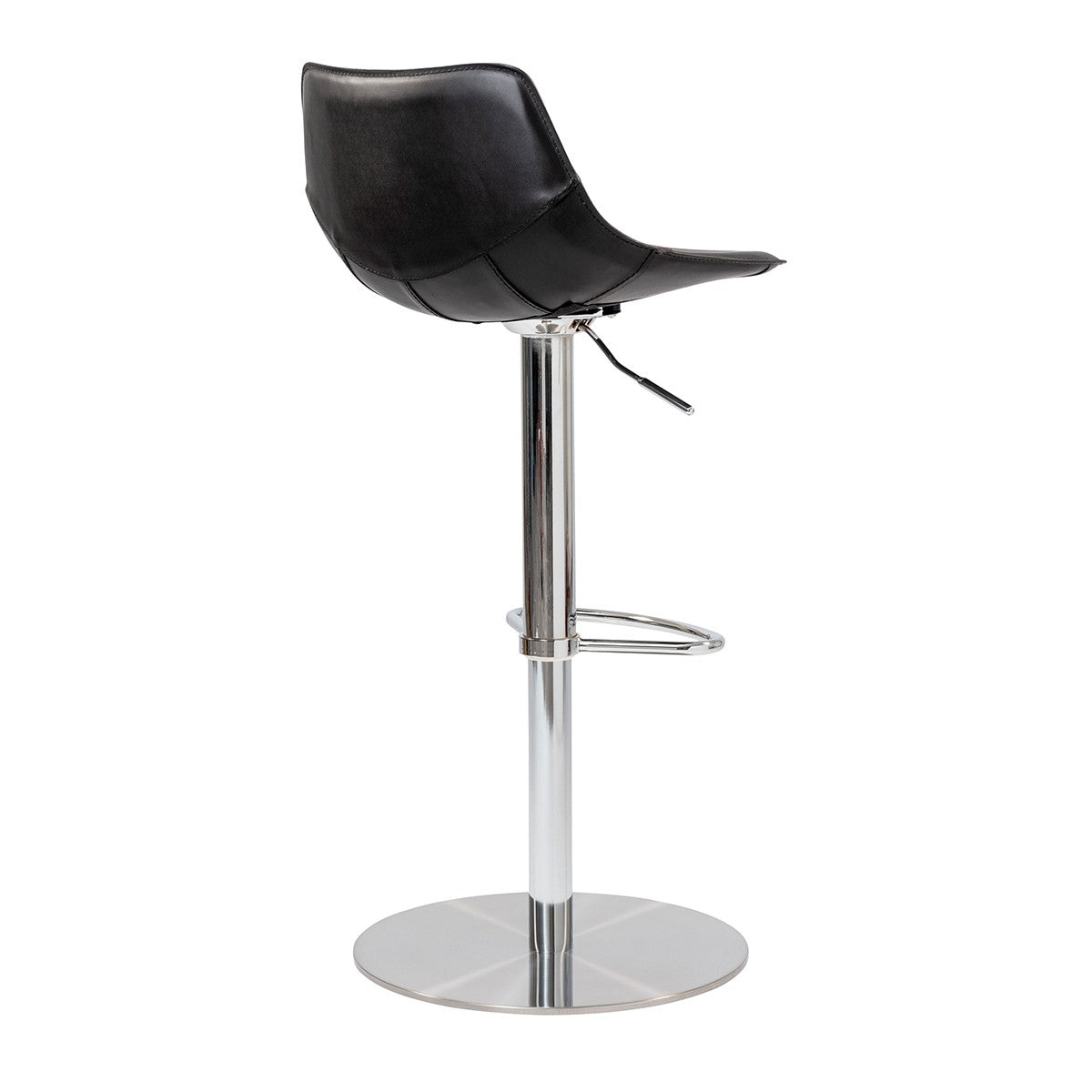 32" Black And Silver Steel Swivel Low Back Bar Height Bar Chair