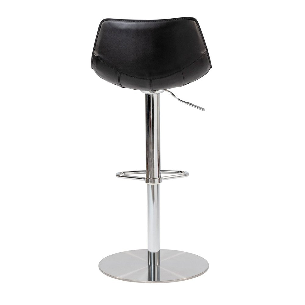 Black And Silver Steel Low Back Bar Height Swivel Bar Chair