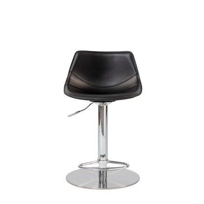 32" Black And Silver Steel Swivel Low Back Bar Height Bar Chair