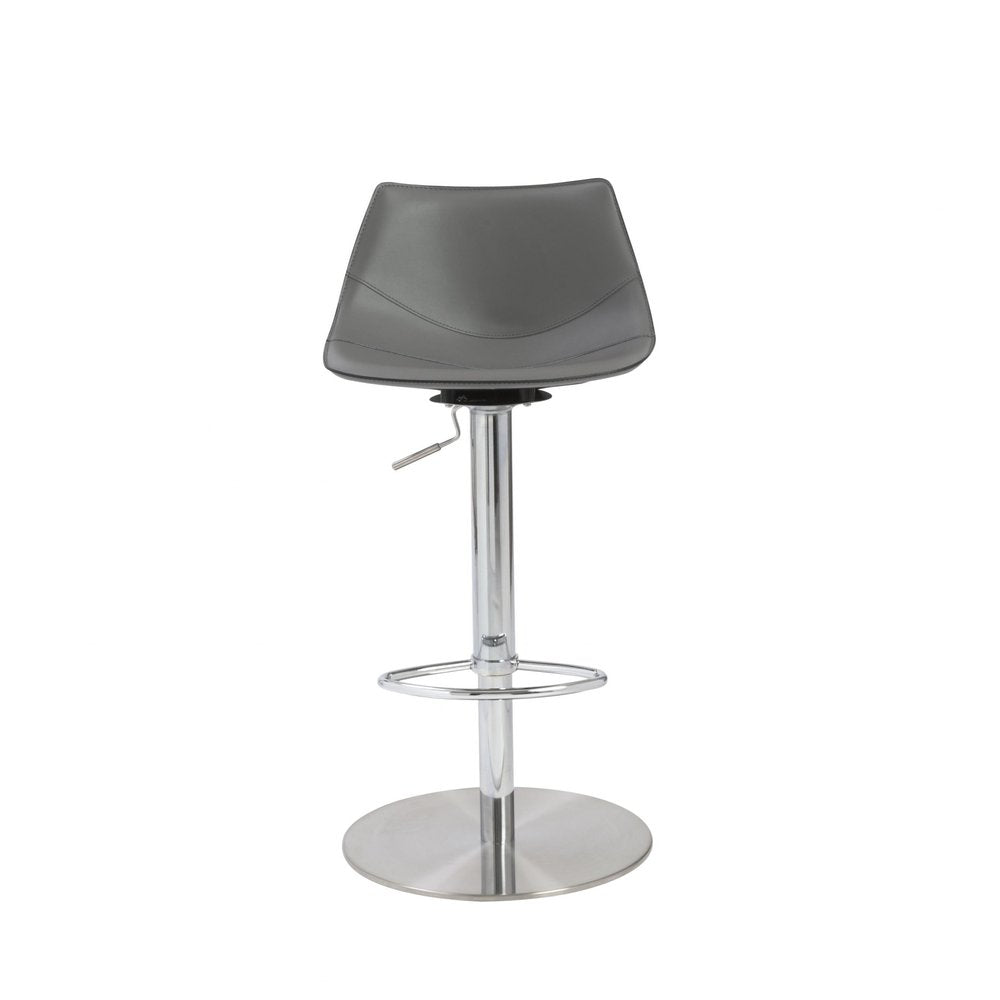 Gray And Silver Steel Low Back Bar Height Swivel Bar Chair