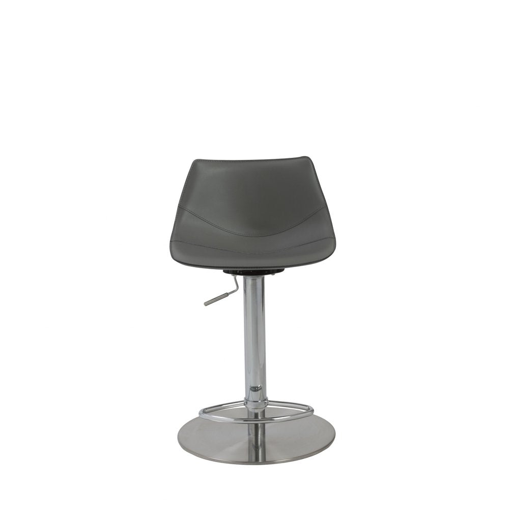 Gray And Silver Steel Low Back Bar Height Swivel Bar Chair