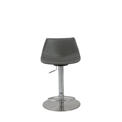 Gray And Silver Steel Low Back Bar Height Swivel Bar Chair