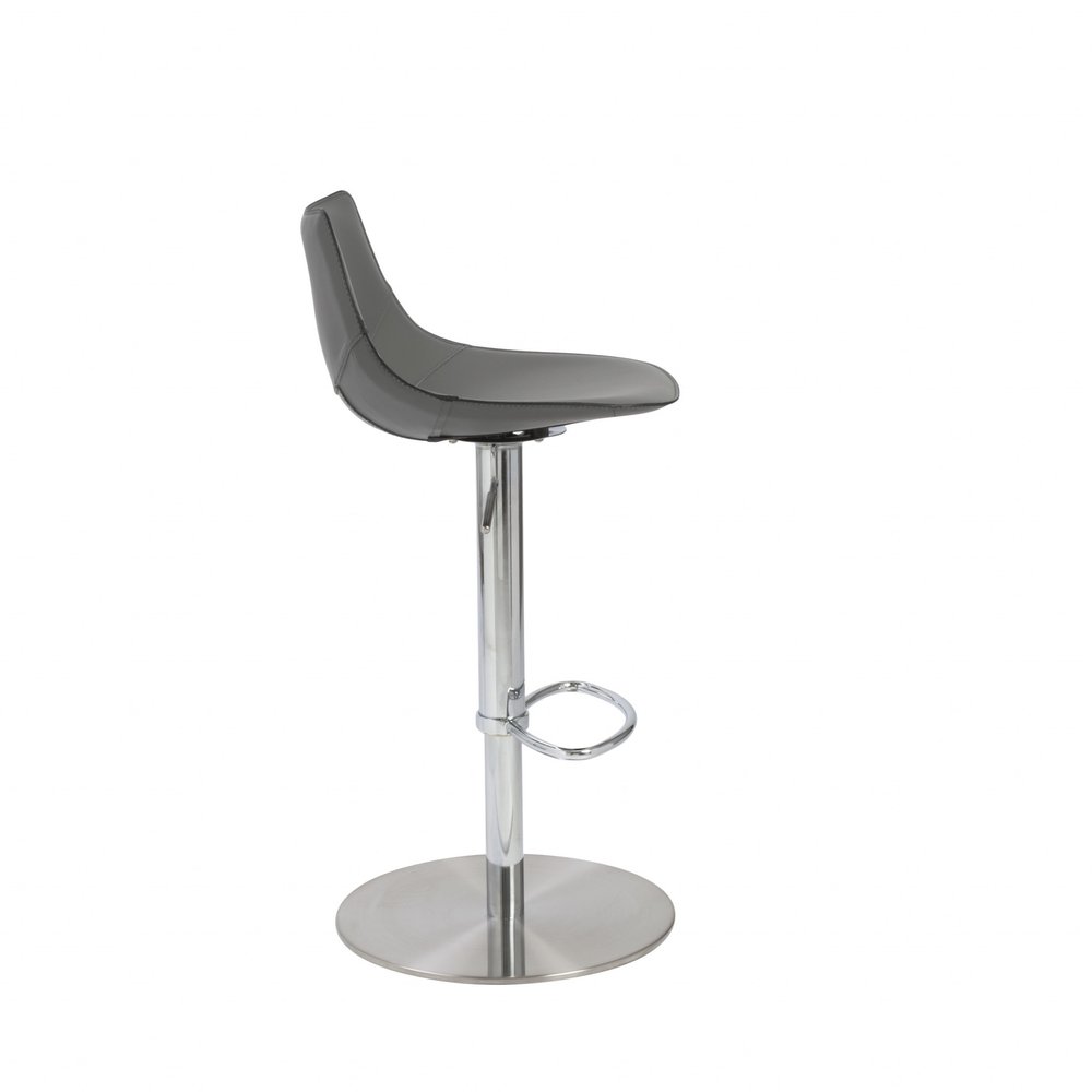 Gray And Silver Steel Low Back Bar Height Swivel Bar Chair
