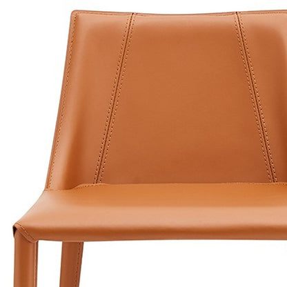 26" Terra Cotta Faux Leather And Faux Leather And Steel Low Back Counter Height Bar Chair