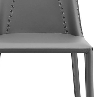 26" Gray Faux Leather And Steel Low Back Counter Height Bar Chair