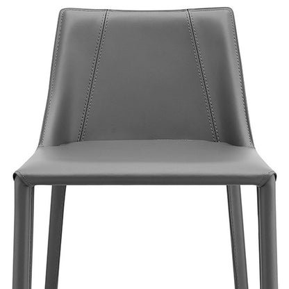 26" Gray Faux Leather And Steel Low Back Counter Height Bar Chair