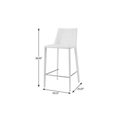26" White Faux Leather And Steel Low Back Counter Height Bar Chair