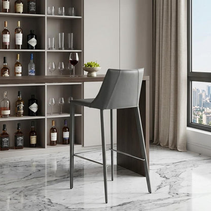 30" Gray Steel Low Back Bar Height Bar Chair
