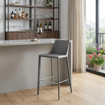 30" Gray Steel Low Back Bar Height Bar Chair